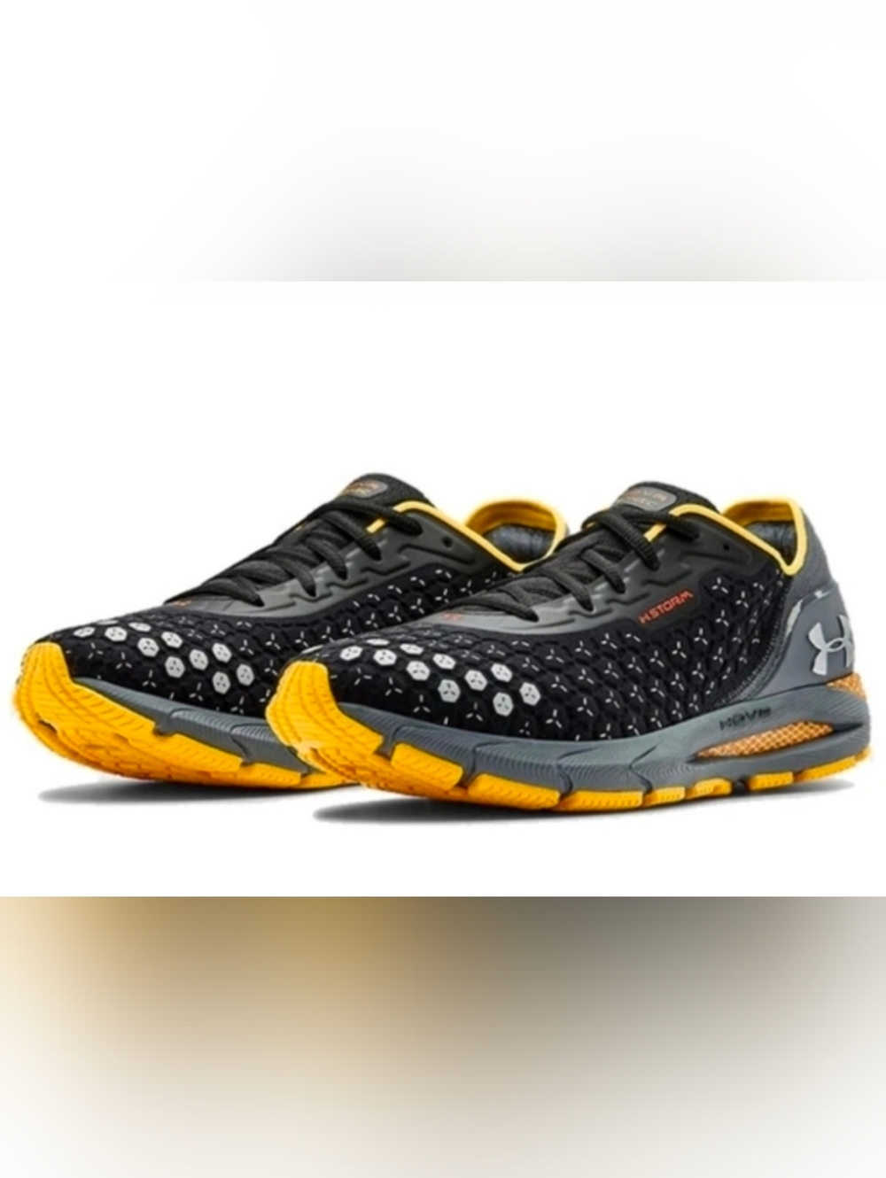 Under Armour Black and Yellow Running Shoes Size 12